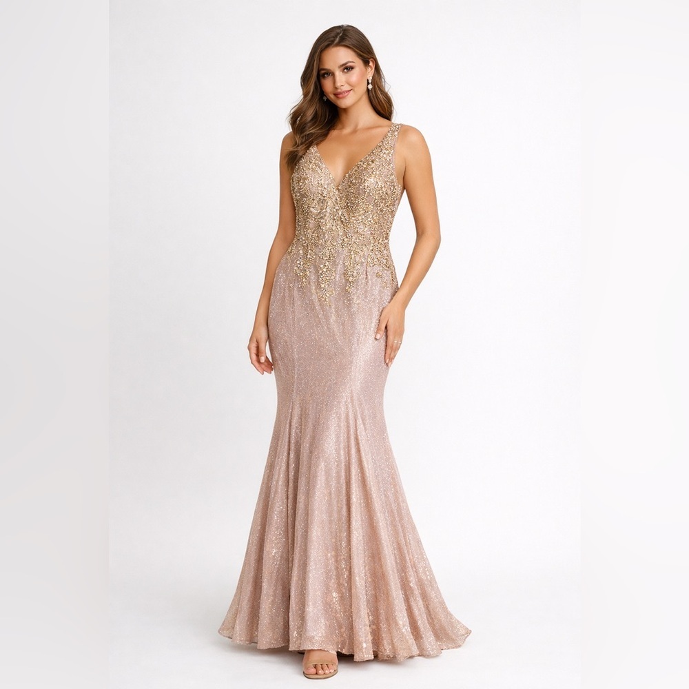 Pink & Gold Formal Dress Size L